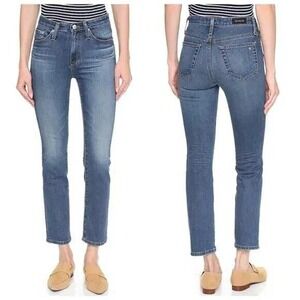 Alexa Chung for AG Sabine High Rise Straight Leg Jeans 25 Button Fly Stretch
